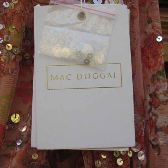 Mac Duggal 93547 Womens FLORAL PRINT SEQUINED PUFF SLEEVE GOWN - Picture 13 of 14